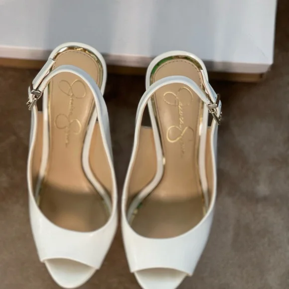 Jessica Simpson White Platform Slingback Heels - Picture 10 of 12